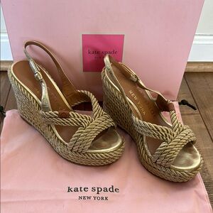 Kate Spade Gold Wedge Sandals with Metallic Finish